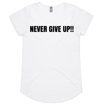 NEVER GIVE UP!! WOMENS SCOOP NECK TEE's lightcolours Thumbnail